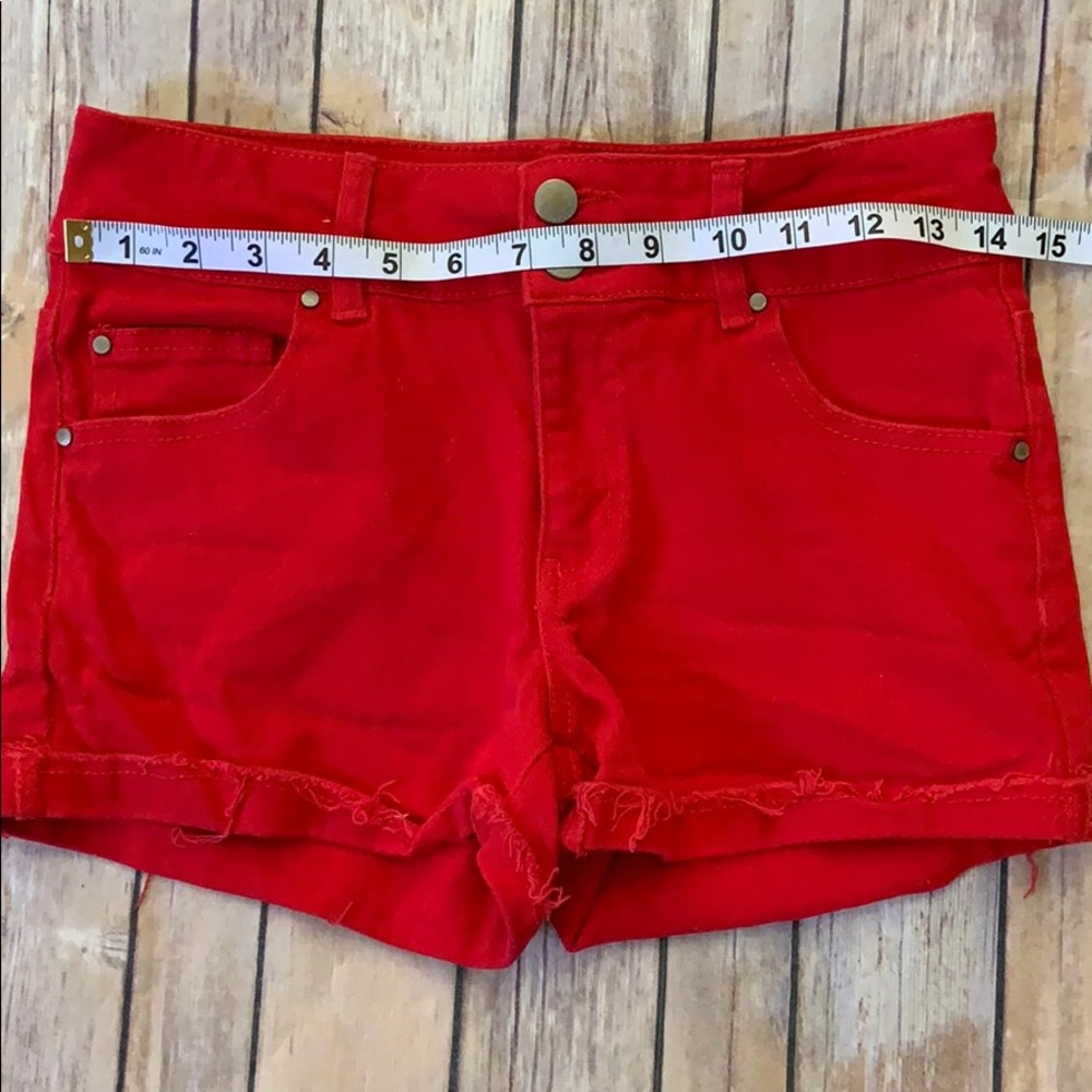 Refuge Red Denim Shorts - Picture 2 of 6